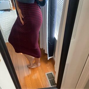 NWT - GAP Burgundy and Navy Striped Pencil Skirt
